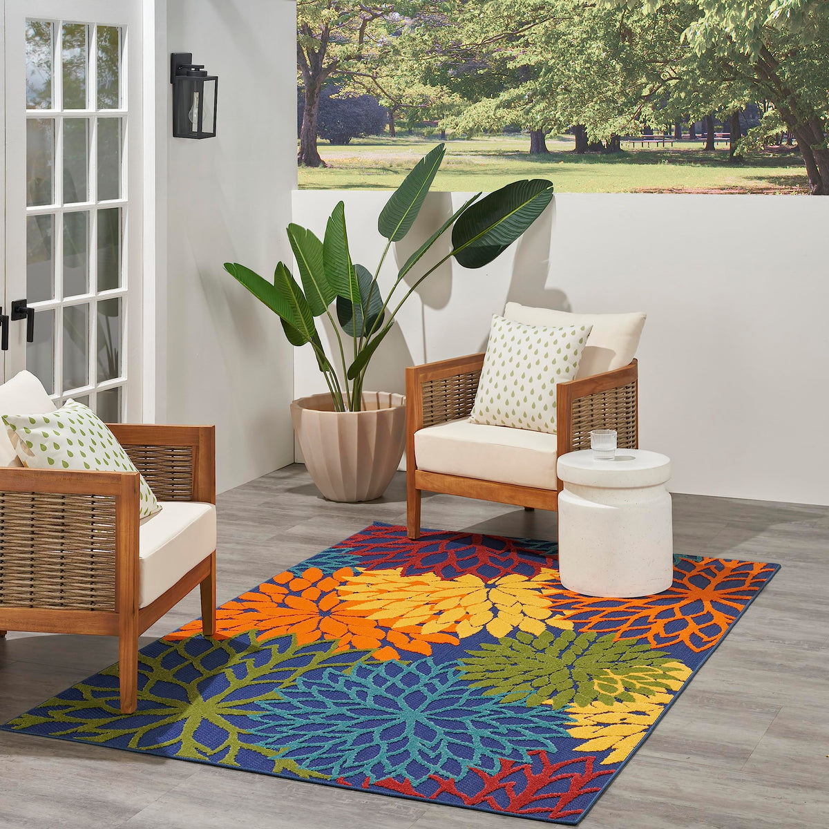 Nourison Aloha rug soft texture with raised pattern for comfortable bare feet.