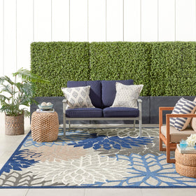 Nourison Aloha soft pile detail offers light cushioning indoors or outdoors.