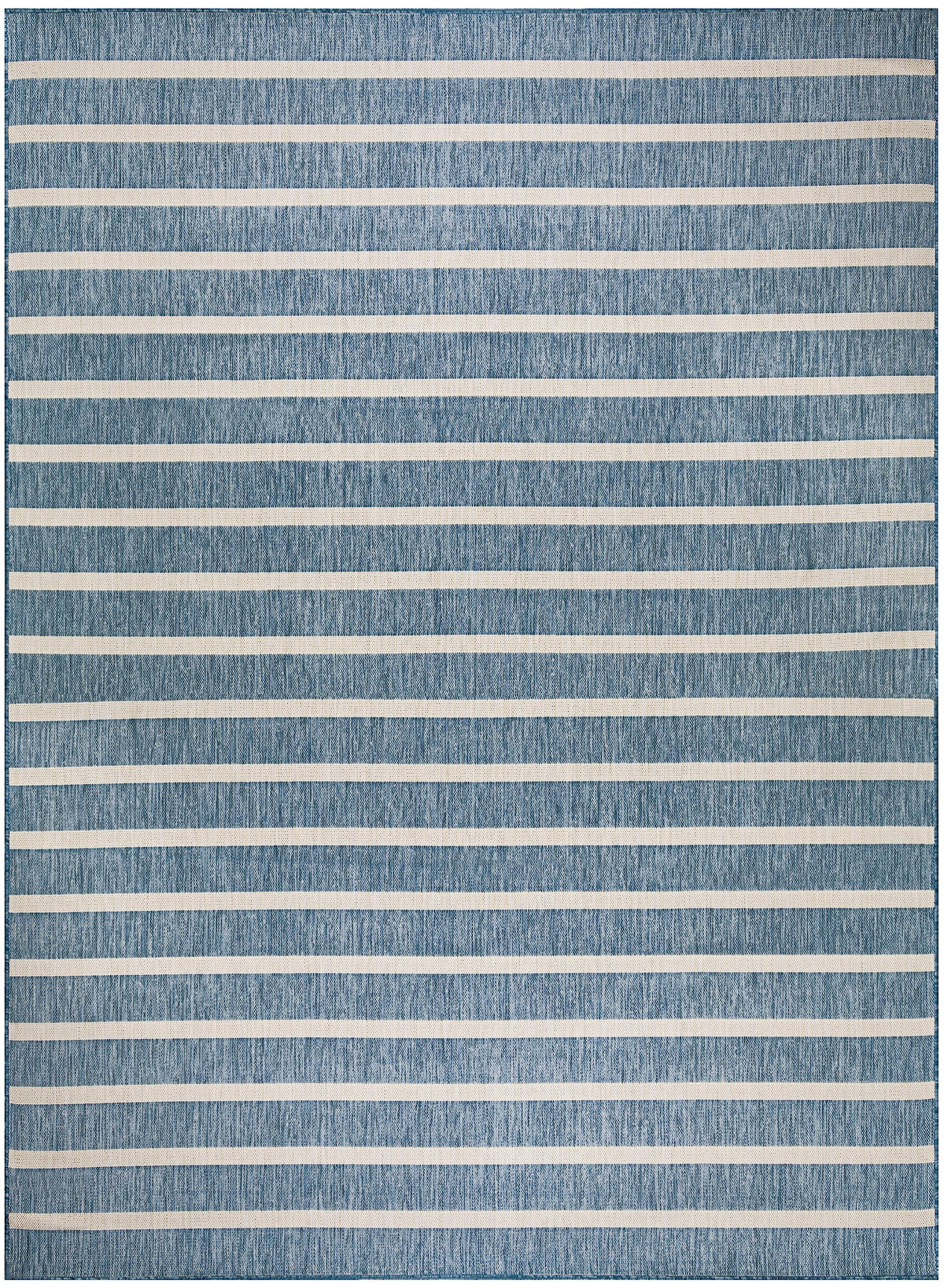 Nourison Positano navy ivory stripe suits indoor dining areas.