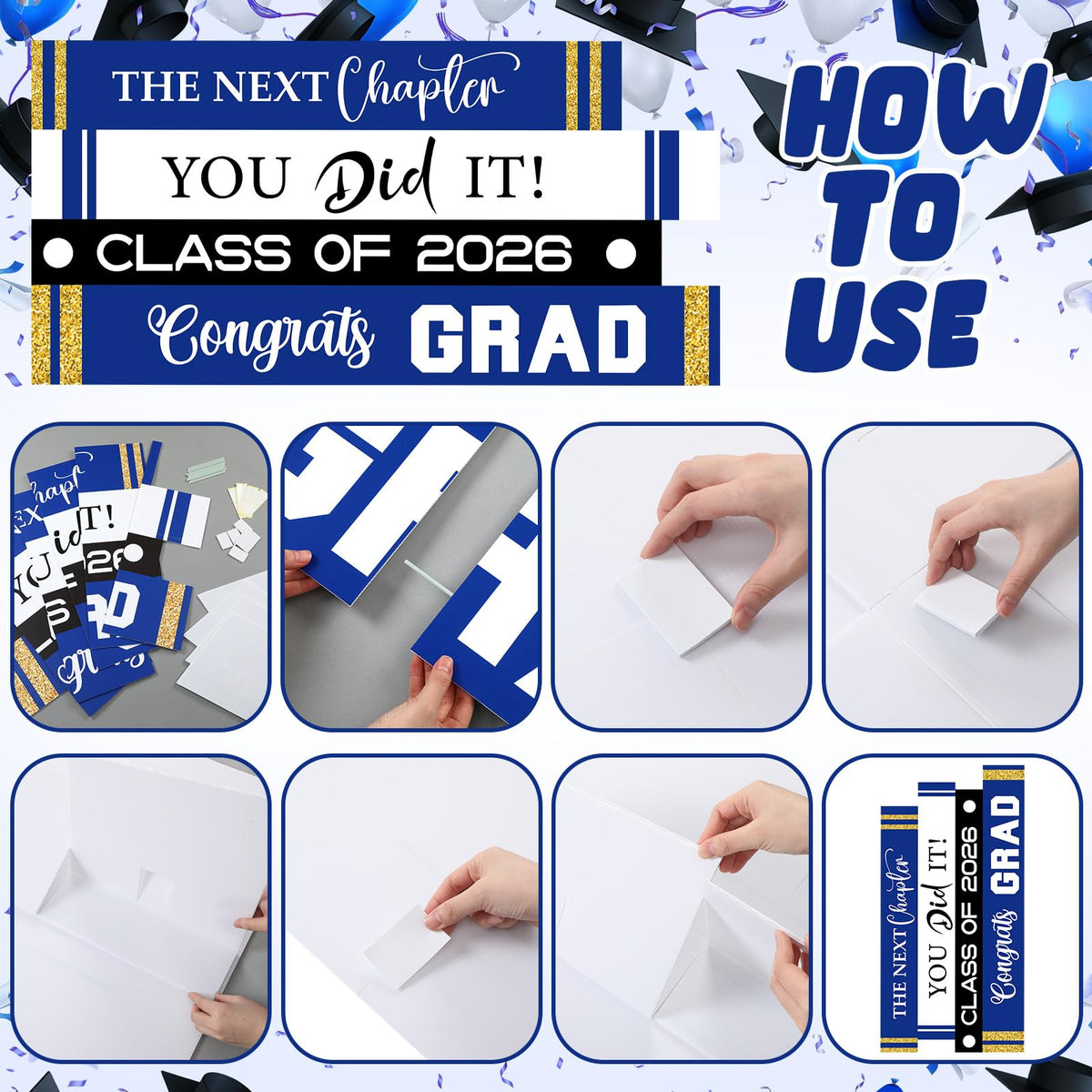 Novabright book-shaped design highlights CLASS OF 2026 for memorable party decor