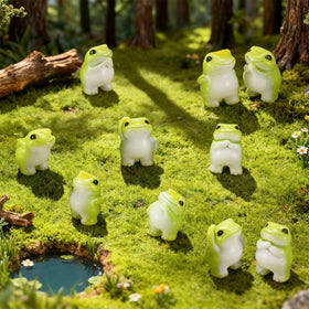 Novabright frog scratching head adds whimsy to shelves and fairy gardens