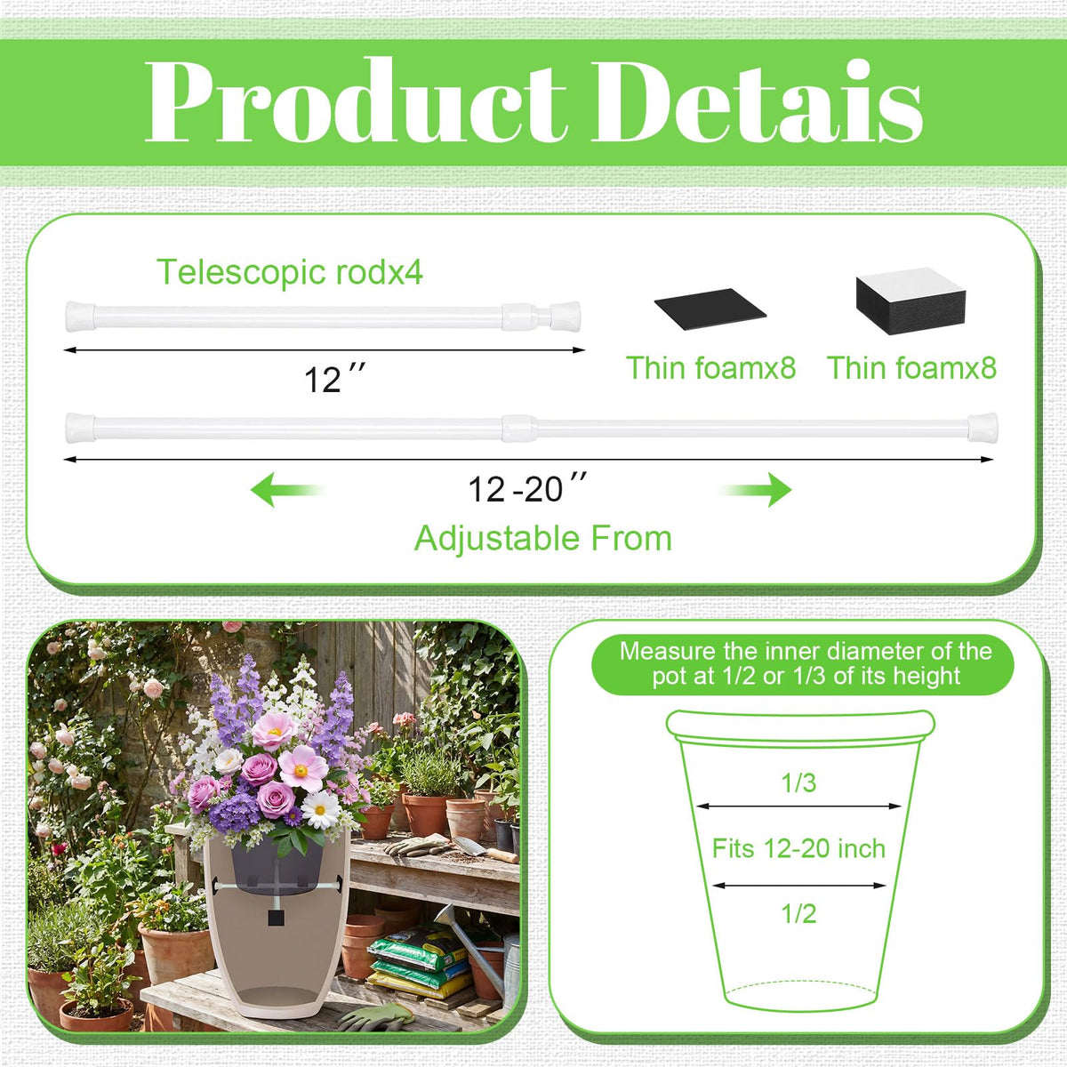 Novabright foam padding cushions pots and prevents slipping