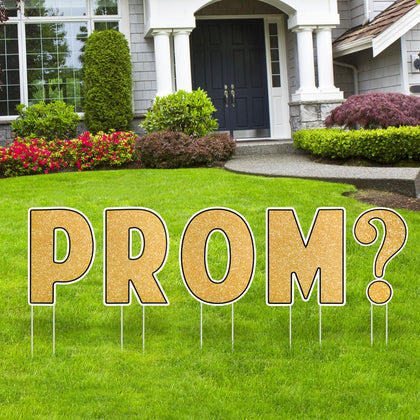 Novabright Prom Night Signs create a five-piece lawn display for memorable outdoor photos.