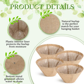 Novabright round burlap liner adds rustic tan charm to baskets