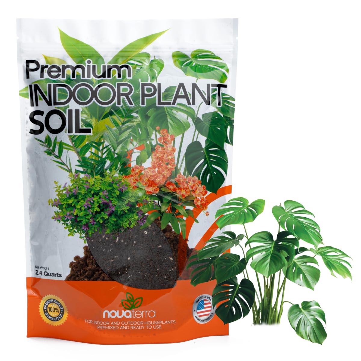 NOVA-TERRA potting soil bag ready to support thriving indoor greens.
