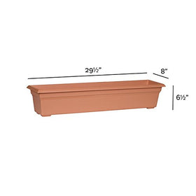 Novelty Countryside planter bottom drainage feature and flat stance for stability.