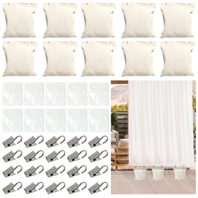November Spring cabana tablecloth secured with curtain weights