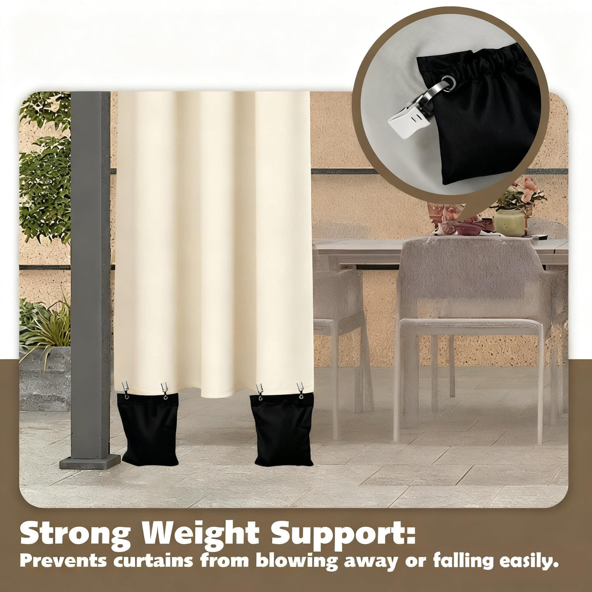 NOVEMBER SPRING multi-purpose curtain weights secure tablecloths, flags, and more.