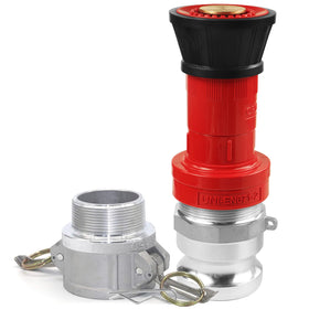 NOVINO fire hose nozzle side view shows quick on/off control for fog or straight stream.