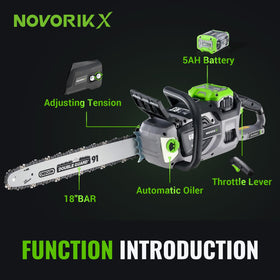 NovorikX 18-inch bar for long cuts on logs and firewood