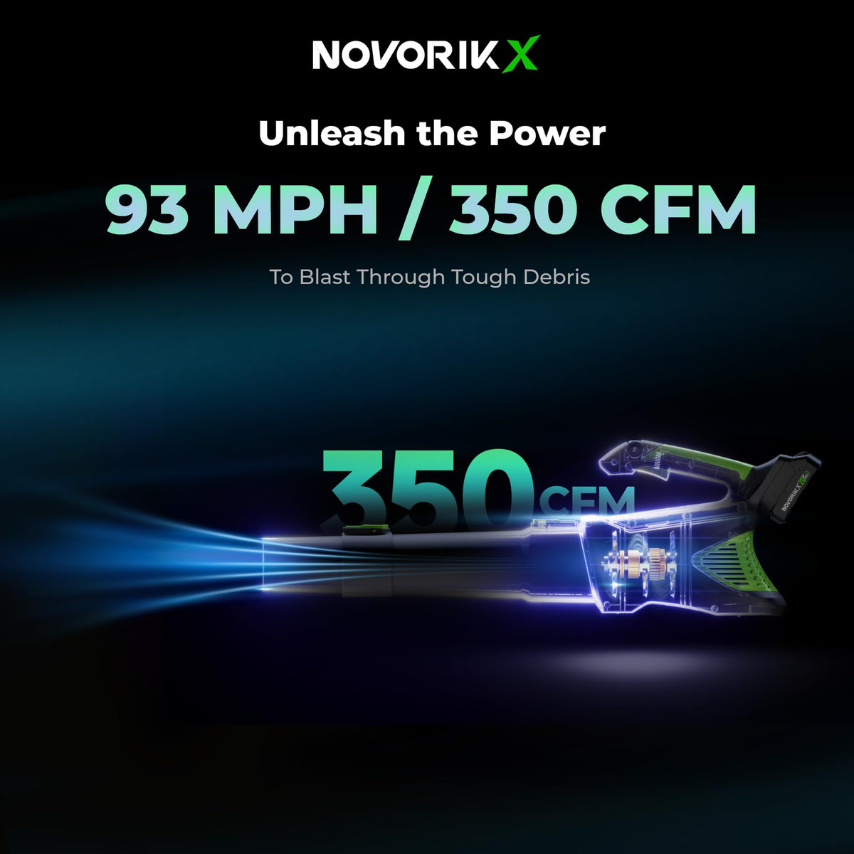 NovorikX 20V battery 2.0Ah enables longer runtime between charges.