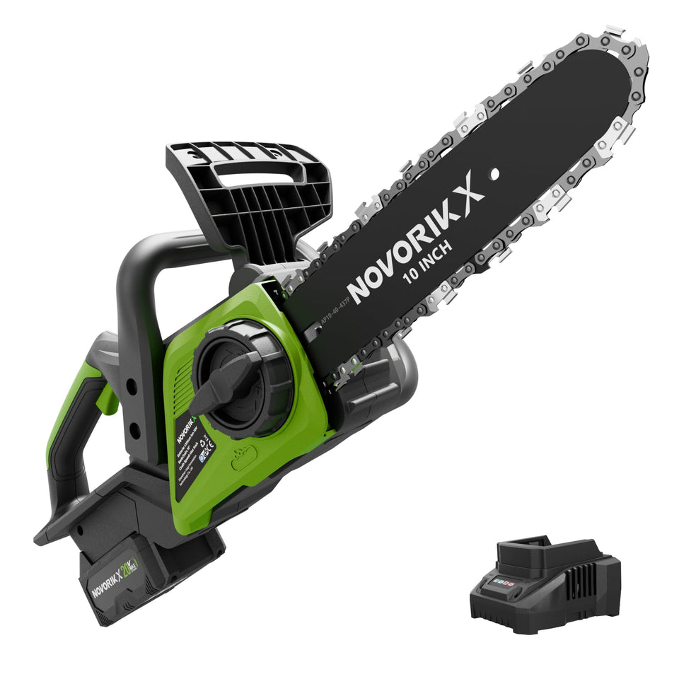 NovorikX 20V cordless chainsaw with 10-inch blade for smooth branch cutting