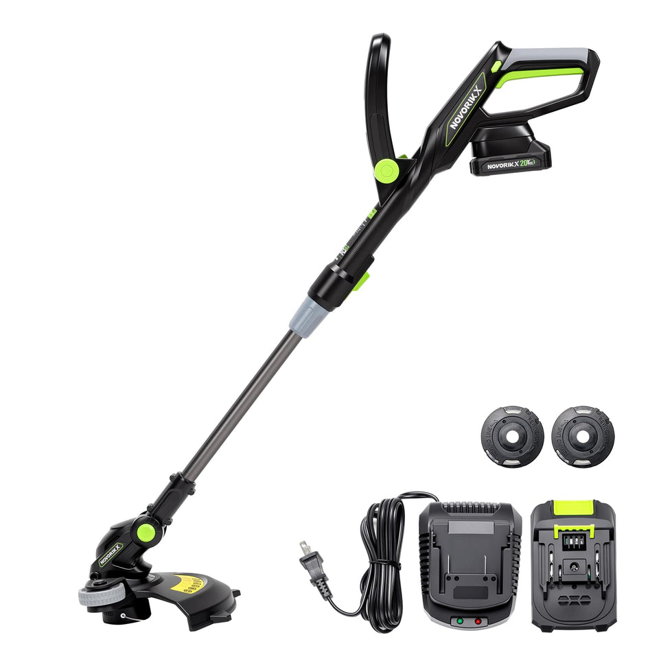 NovorikX 20V string trimmer in use for easy lawn edging.
