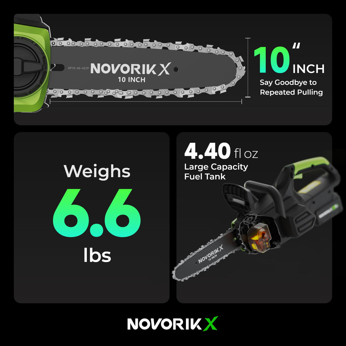 NovorikX 4.0Ah battery powering extended yard work