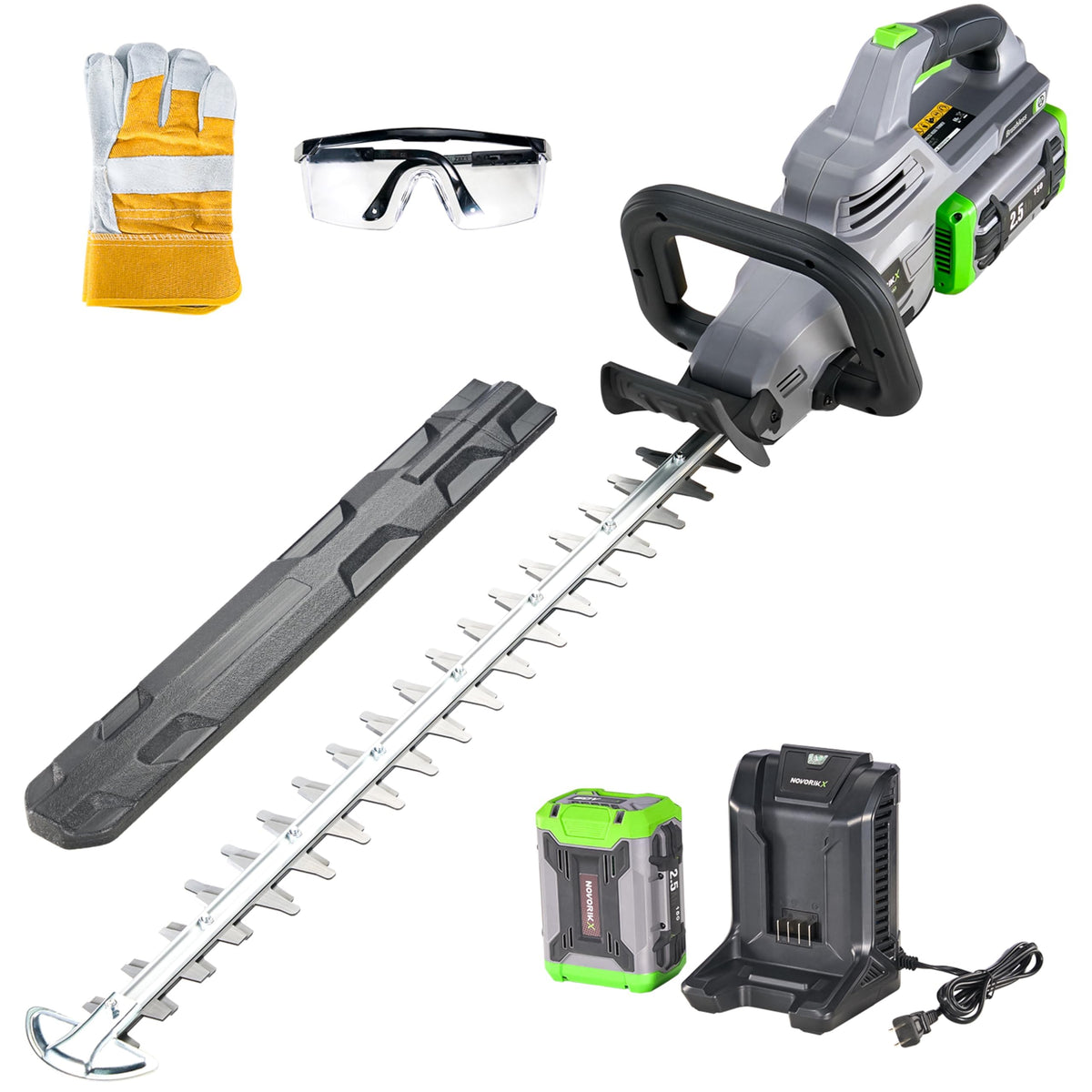 NovorikX 60V dual-action blade for clean, precise hedge trimming