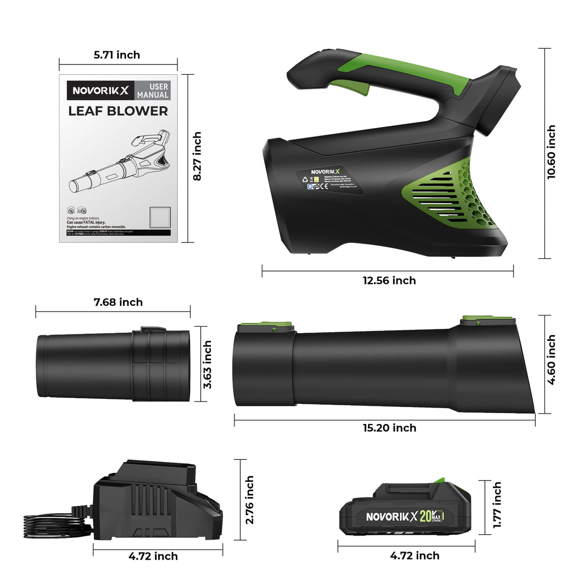 NovorikX bundle with blower, battery, and charger for ready use.