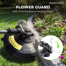NovorikX plant guard protects flowers during edging tasks.