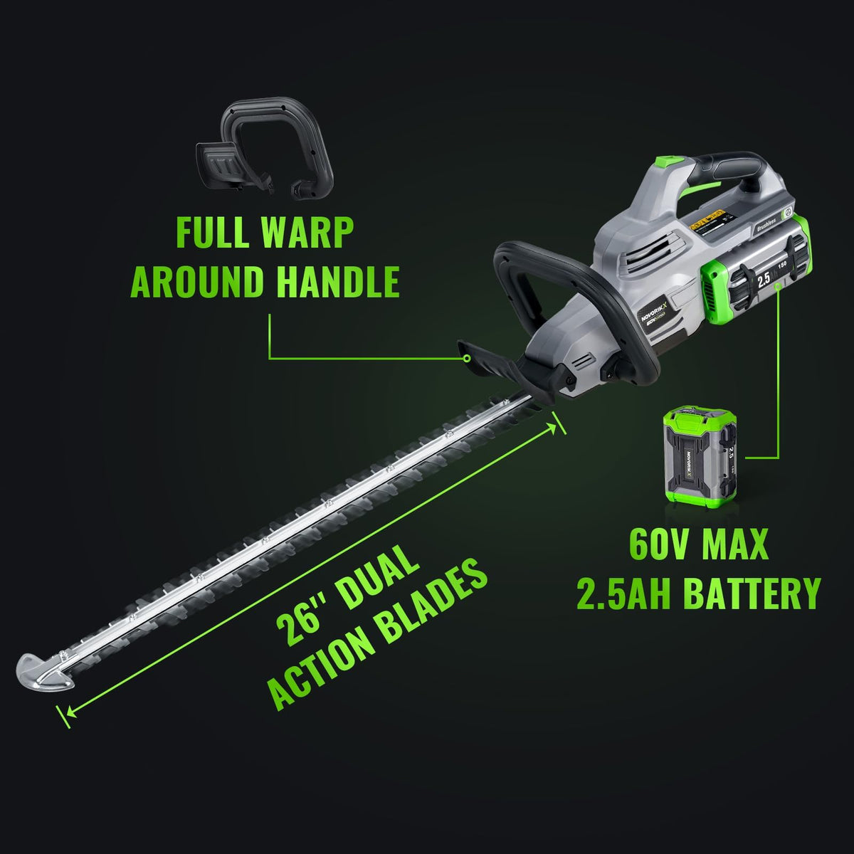 NovorikX wraparound handle for comfortable, balanced control