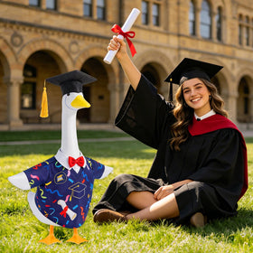 NovousGoo graduation cap with certificate detail on the goose outfit.