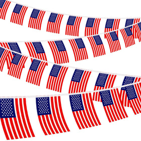 NOVWANG American Flag Banner with 100 flags ready for outdoor display.