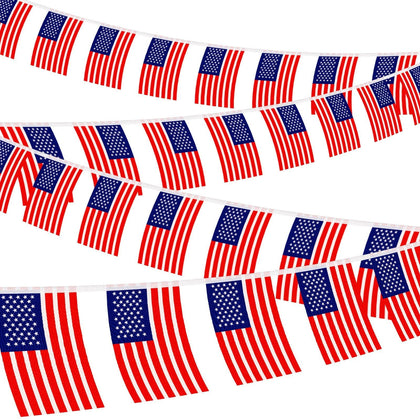 NOVWANG American Flag Banner with 100 flags ready for outdoor display.