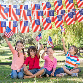 NOVWANG American Flag Banner creates a bold patriotic backdrop.
