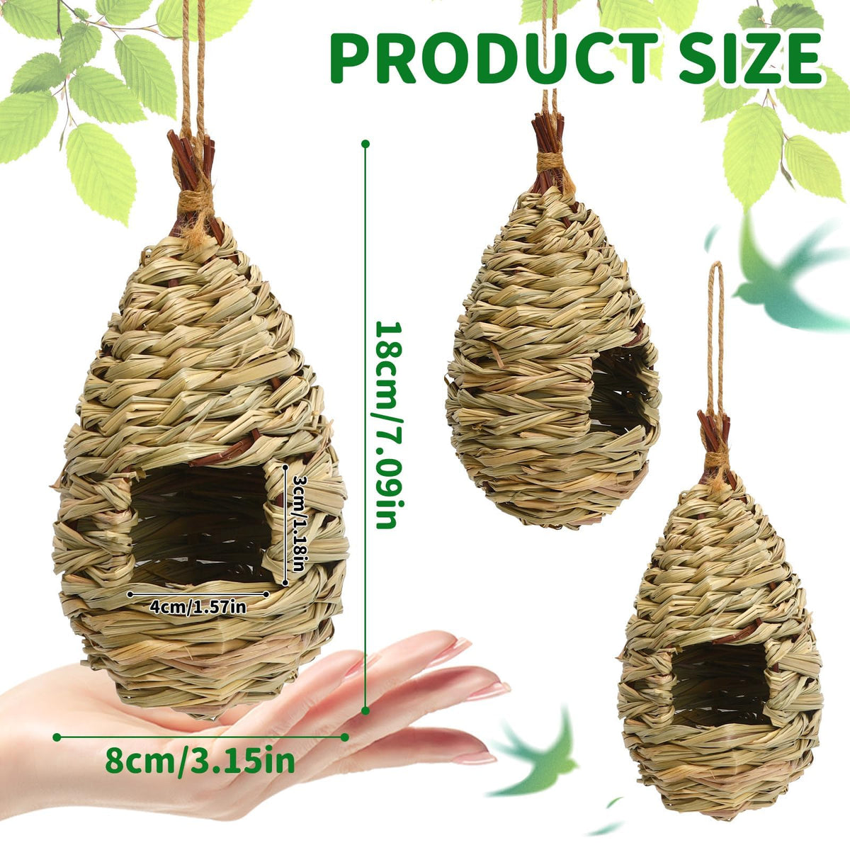 NOVWANG hanging hummingbird house with hemp rope for easy outdoor installation