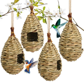 NOVWANG hummingbird nest hand woven from reed grass attracts hummingbirds in outdoor gardens