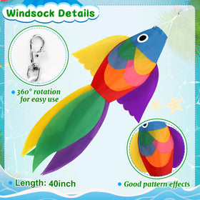 NOVWANG Rainbow Fish Windsock close-up colors and fins creating lively yard motion