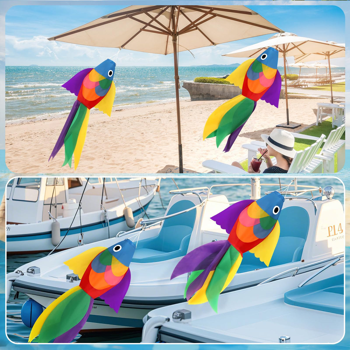 NOVWANG Rainbow Fish Windsock in garden setting adds color and motion