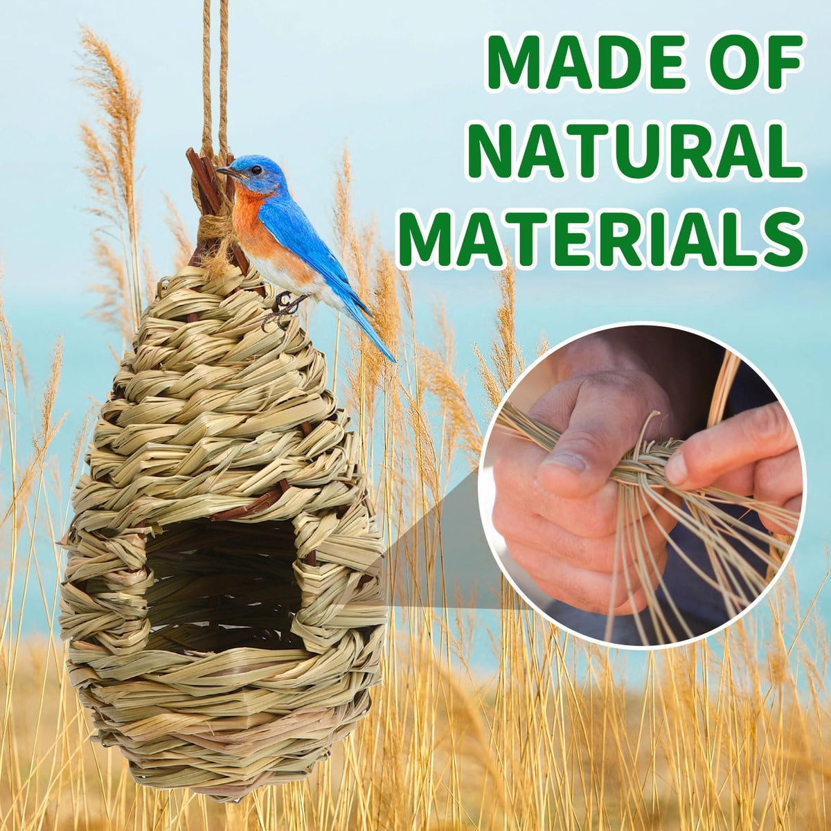 NOVWANG rustic garden decor hummingbird nest complements flowering plants