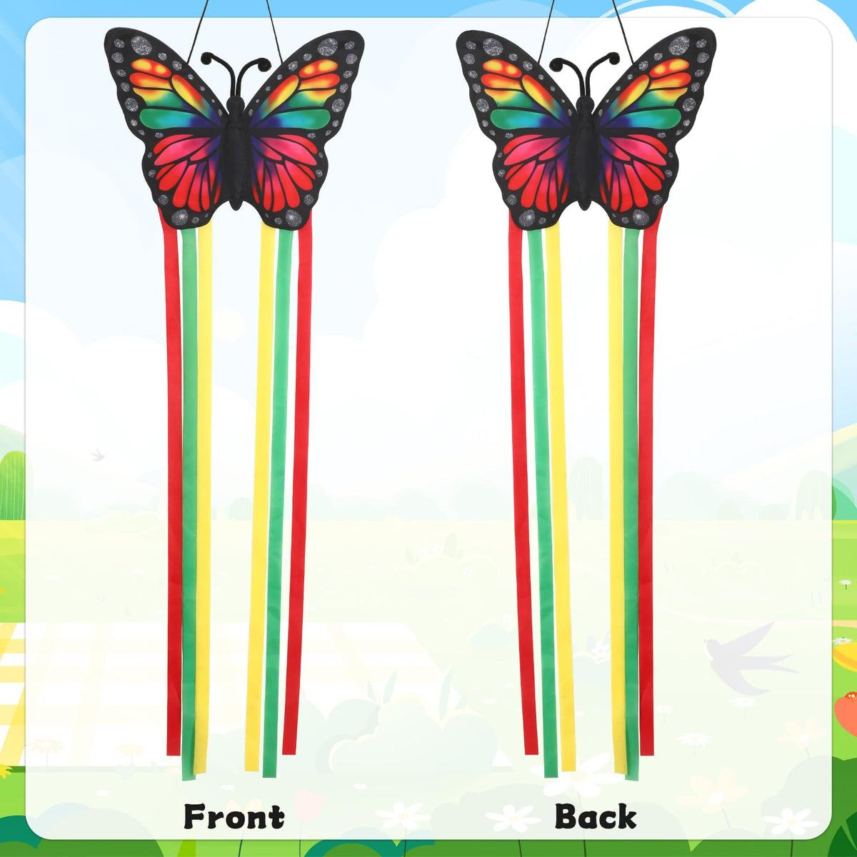 NOVWANG spring windsock with butterfly pattern enhances garden charm