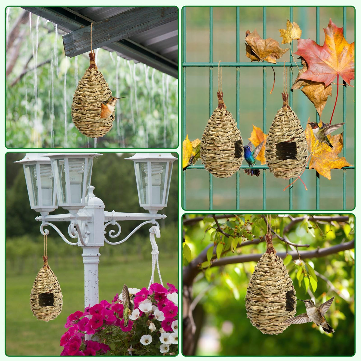 NOVWANG weatherproof natural reed bird house withstands sun and rain