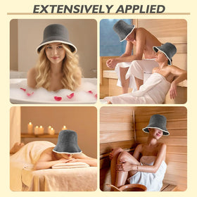 NOWHYX gray sauna hat style complements any robe.