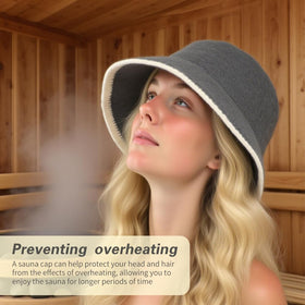 NOWHYX heat shield sauna hat protects head from overheating.