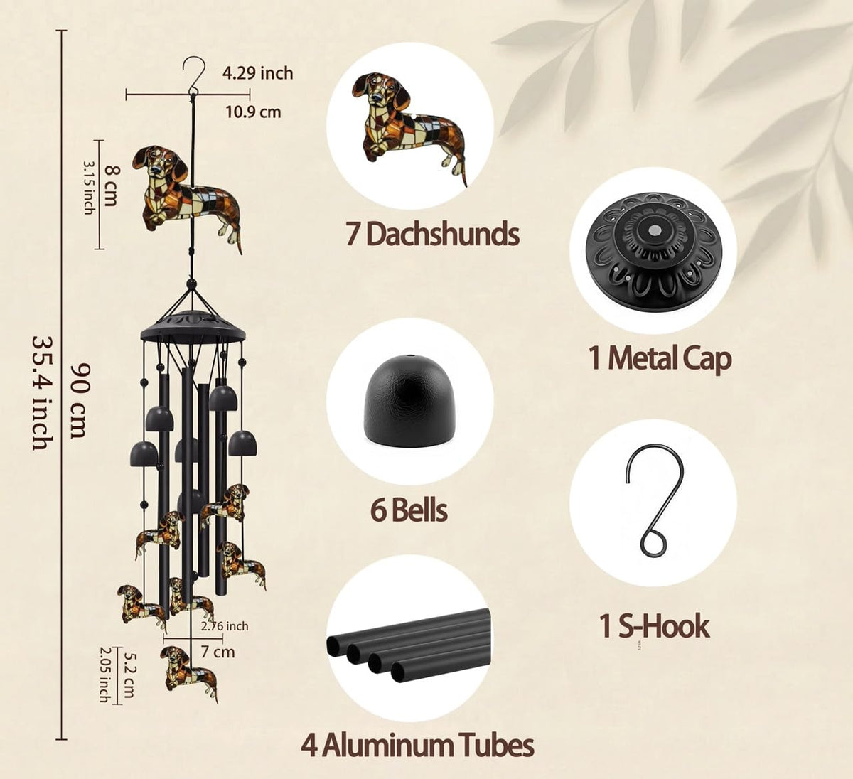 Nowpis dachshund wind chime garden decor enhances patios with crisp, deep resonance in light breezes.