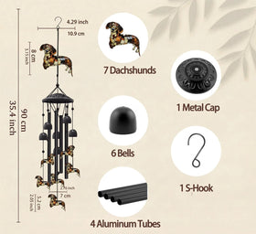 Nowpis dachshund wind chime garden decor enhances patios with crisp, deep resonance in light breezes.