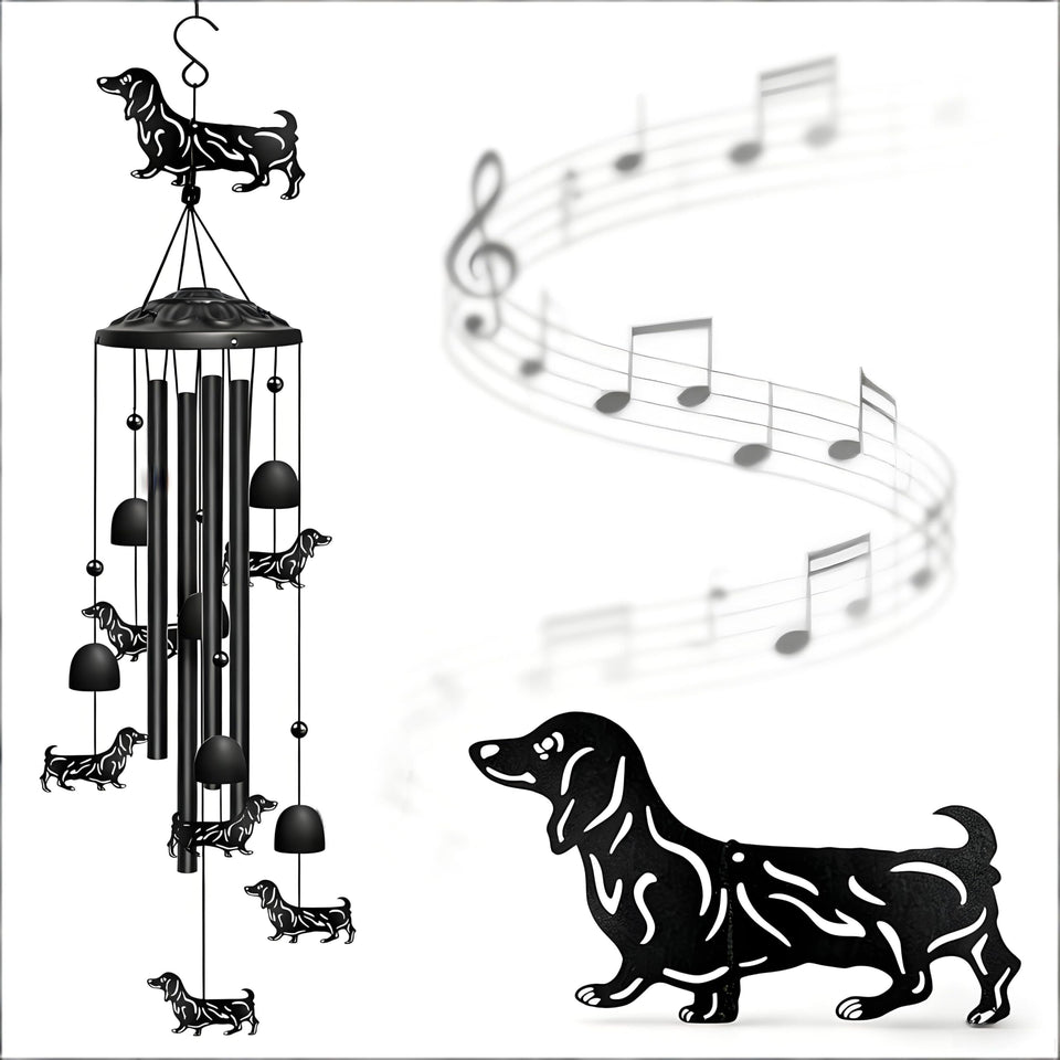 Nowpis Dachshund wind chime outdoors adds charm and soothing melodies to your garden.