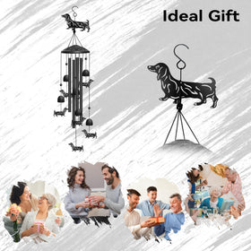 Nowpis Dachshund wind chime S-hook included for easy outdoor hanging.