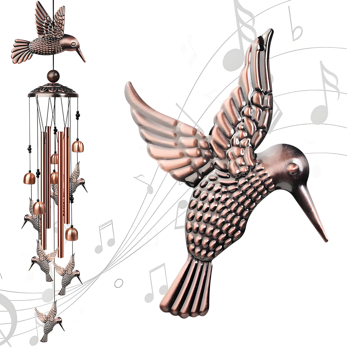 Nowpis hummingbird wind chime indoor or outdoor décor enhances tranquil evenings.
