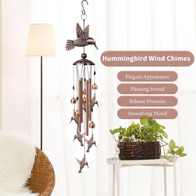 Nowpis hummingbird wind chime with bell charms adds delicate sound accents.