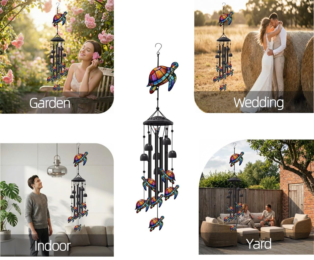 Nowpis sea turtle wind chime garden display accents outdoor decor