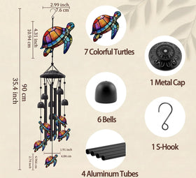 Nowpis sea turtle wind chime hollow design adds artistic detail to porch