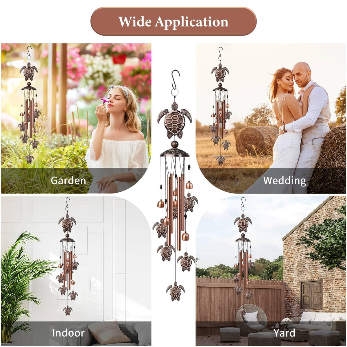 Nowpis sea turtle wind chime in garden creates tranquil moments