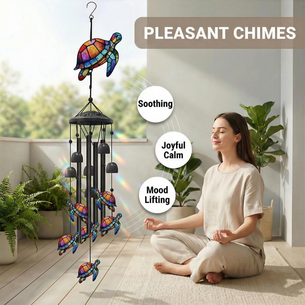 Nowpis sea turtle wind chime nylon rope assembly for durable outdoor use