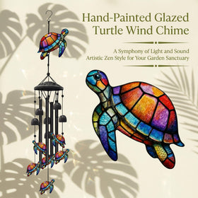 Nowpis sea turtle wind chime six bells closeup show detail and sound