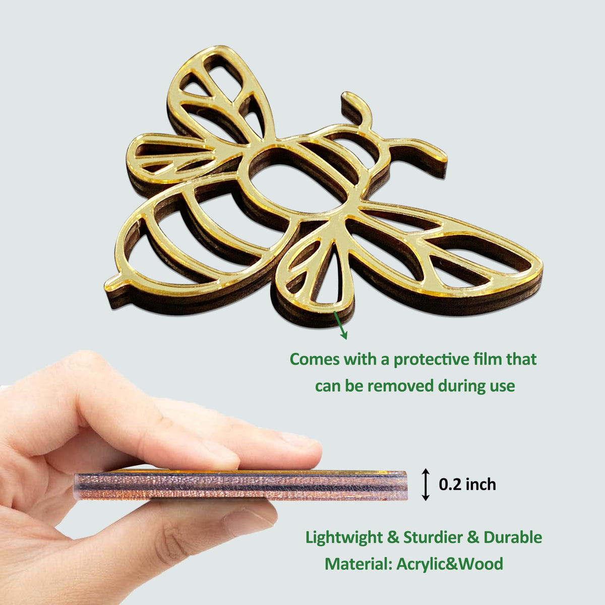 noxozoqm Bee Wall Decor's golden acrylic bees add luxe glow to any wall.