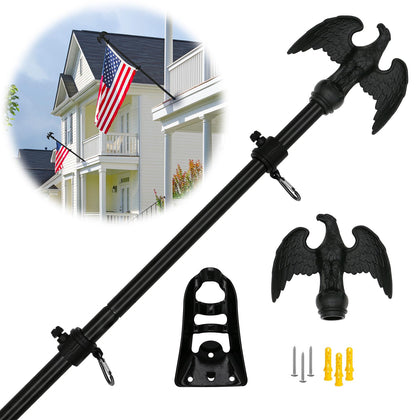 NQ 6FT flag pole with eagle topper for outdoor display.