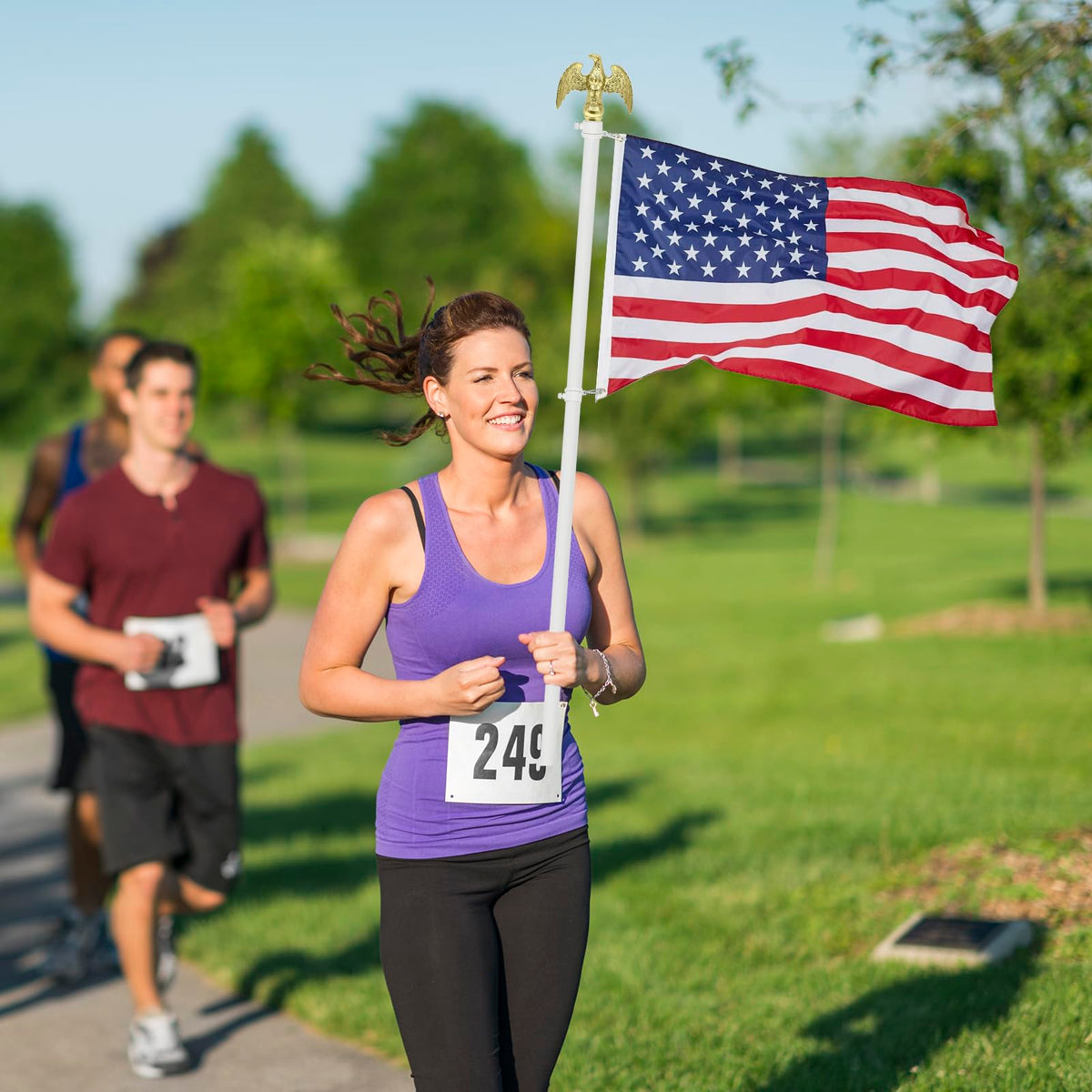 NQ eagle topper enhances patriotic displays outdoors with a distinctive silhouette.