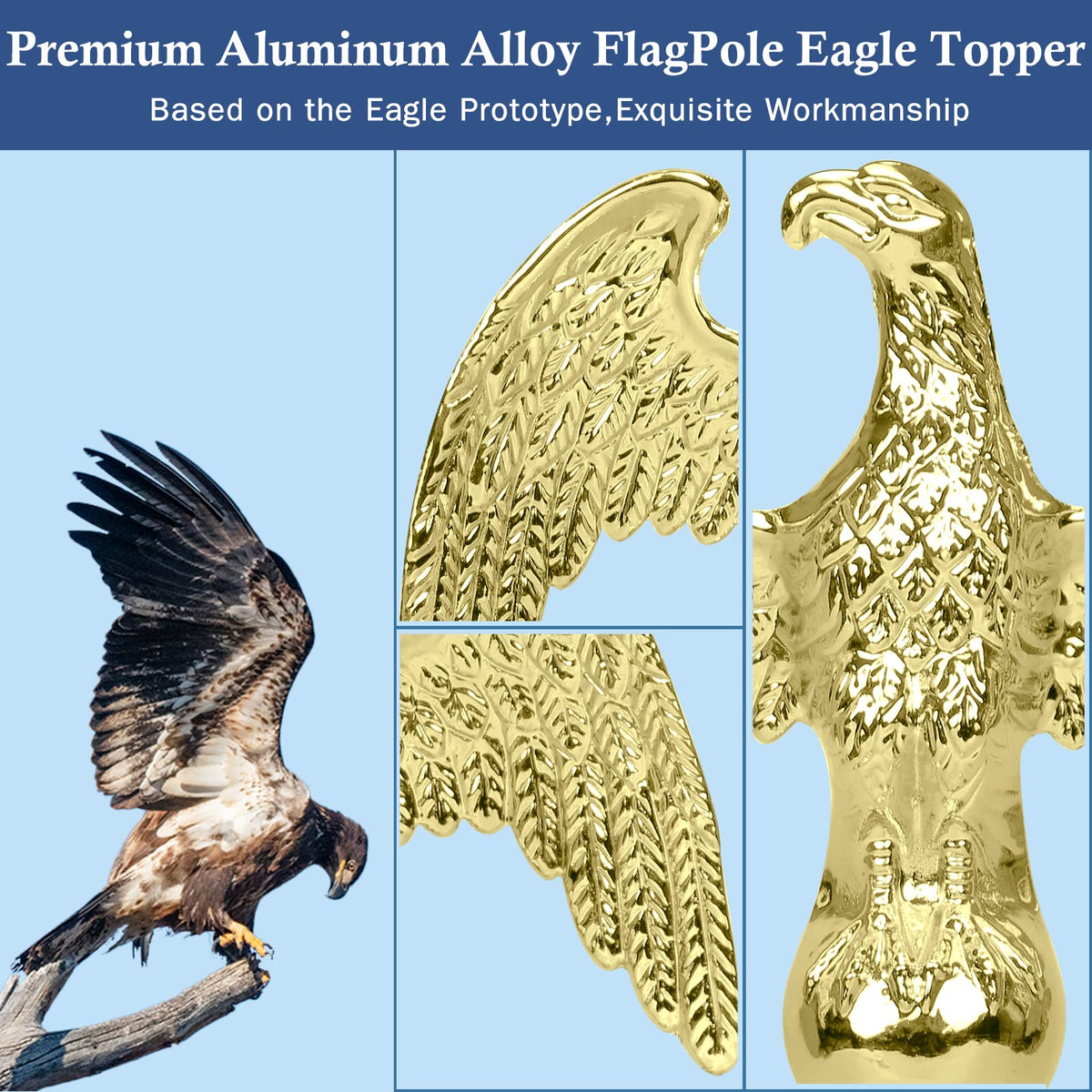 NQ eagle topper installed on a flagpole for a refined look.